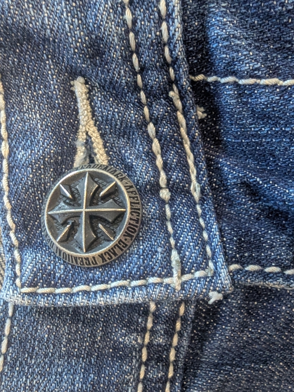 Affliction Men’s Cooper Relaxed Boot Cut Distressed Premium Biker Jeans Size 40 - Picture 13 of 16